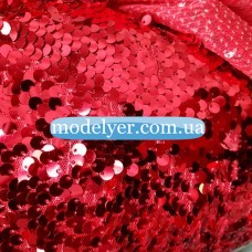 Ткань Пайеточная круглая средняя (красный)